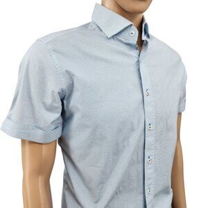 Robert Graham Mens Tailored Fit Short Sleeve Shirt Light Blue Large